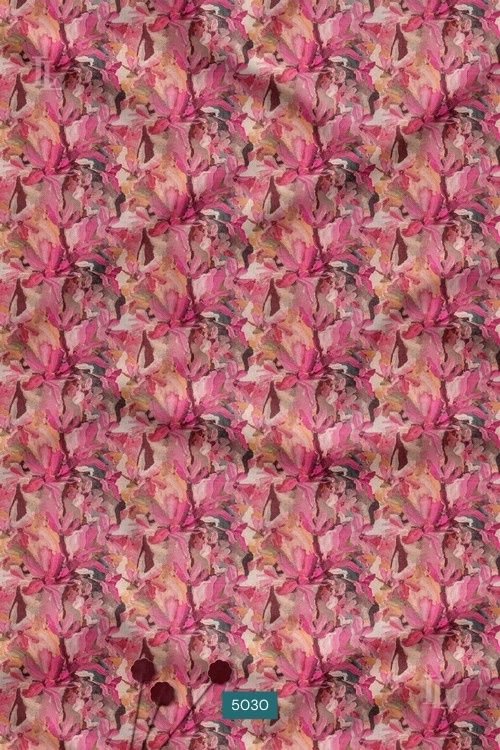 Contemporary pink watercolor floral digital print fabric