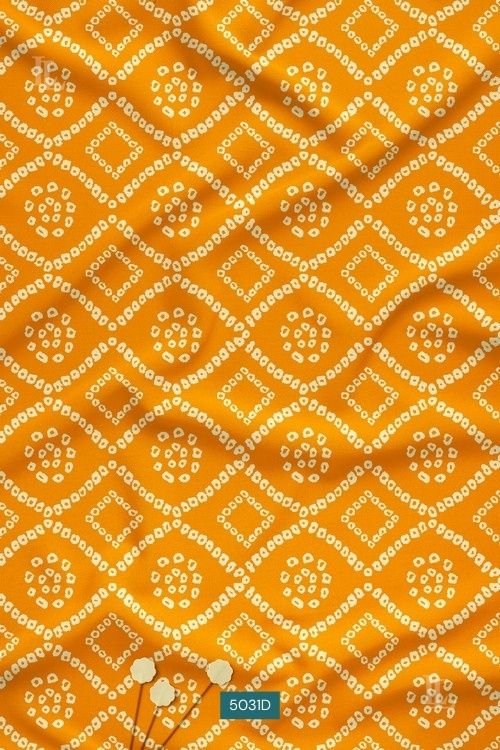 Mustard festive Bandhani diamond geometric print fabric