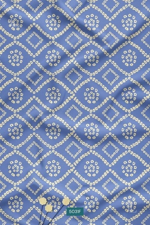 Powder blue Bandhani diamond geometric print fabric