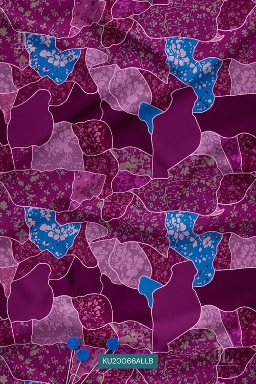 Abstract Digital Print Fabric in Magenta Contemporary Patch Design