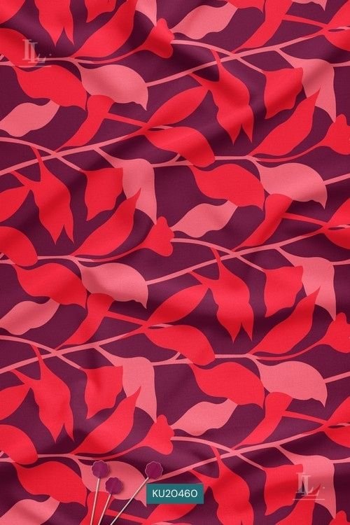 Abstract Leaf Digital Print Fabric in Red Contemporary Design