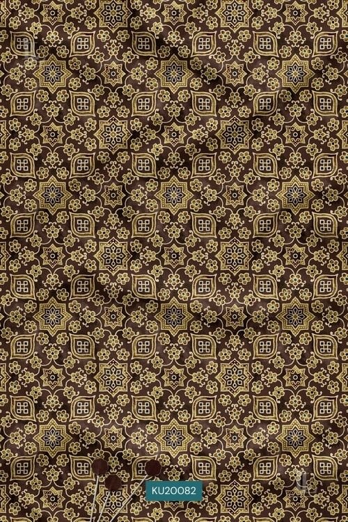 Ajrakh Geometric Digital Print Fabric in Brown Ethnic Design