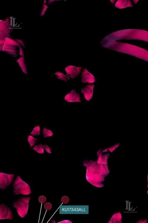 Bold Dark Floral Nature Motif Digital Print Fabric