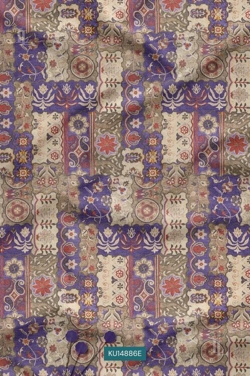 Classic Royal Vintage Paisley Mughal Buti Digital Print Fabric