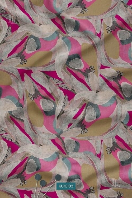 Pink abstract contemporary printed fabric