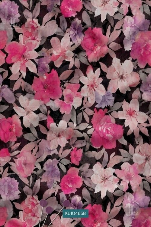 Romantic floral digital printed fabric with soft watercolor effect