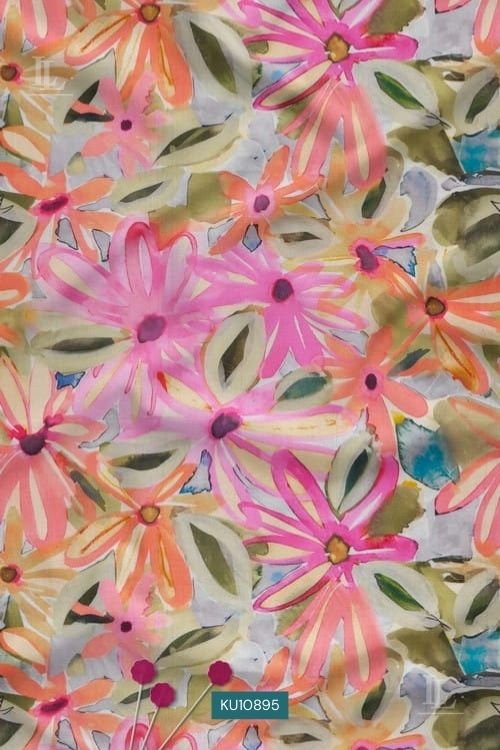 Abstract watercolor floral digital printed fabric