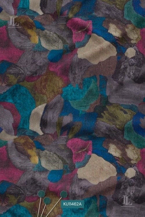 Multicolor abstract watercolor printed fabric