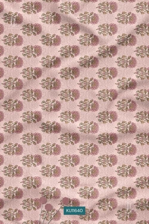 Pastel pink floral buti printed fabric