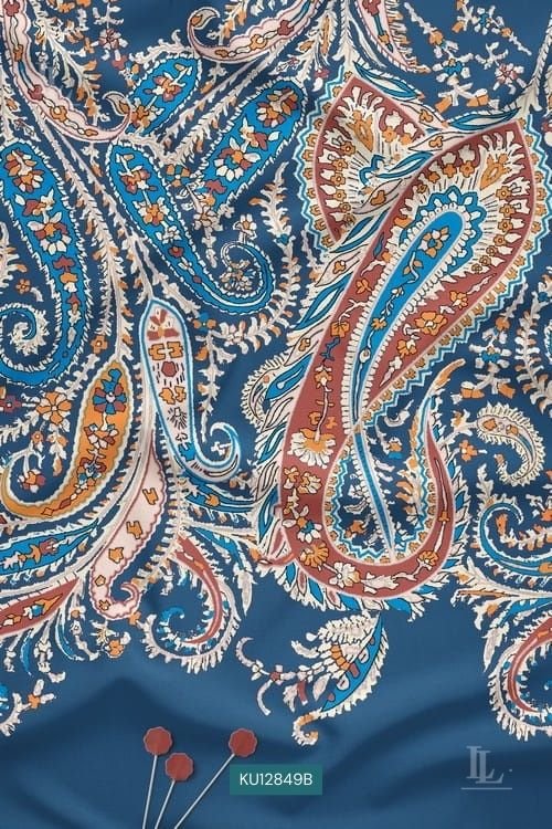Royal paisley ethnic digital printed fabric with intricate floral detailing