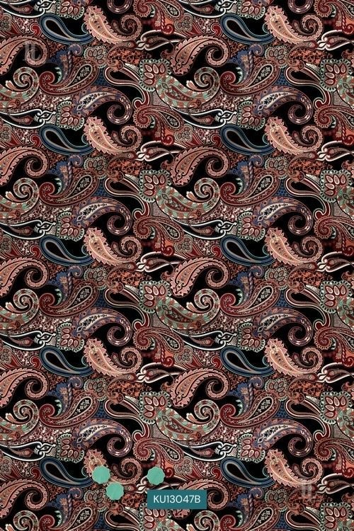 Black Mughal paisley luxury digital print