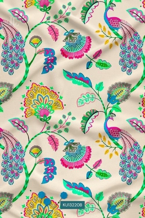 Bold colourful peacock pop art print with floral motifs