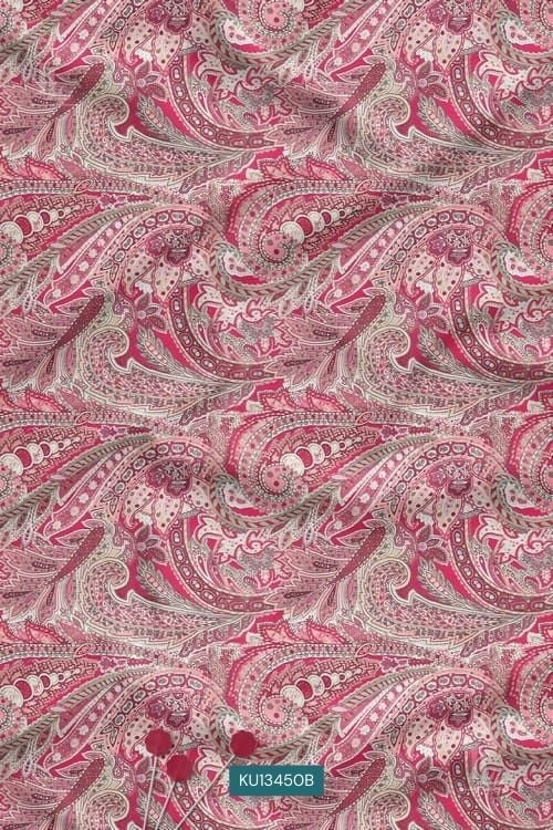 Pink intricate paisley digital print fabric