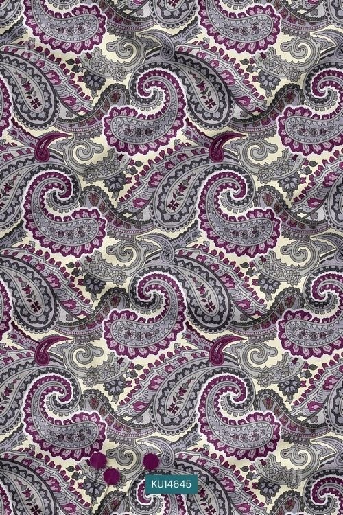Neutral base multicolor paisley print with intricate traditional motifs