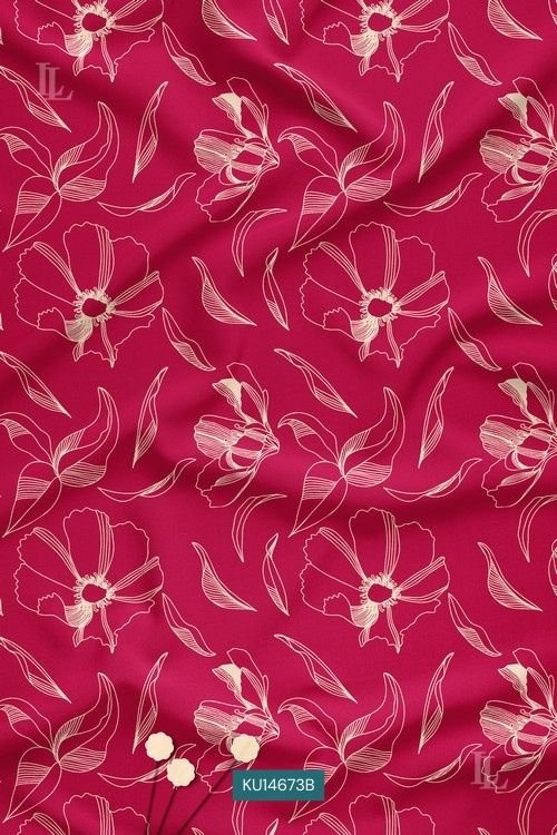 Rani minimalist line art floral fabric with cream botanical print