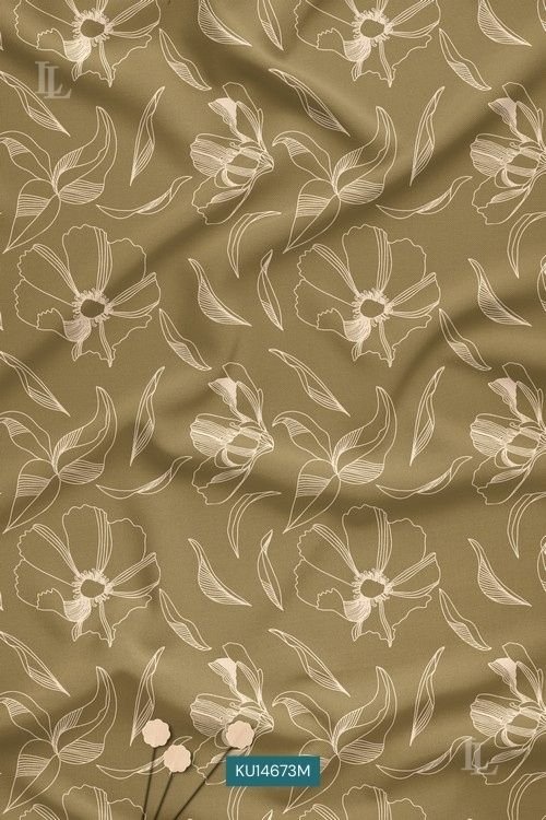 Olive green botanical floral print