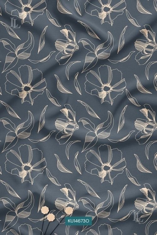 Dark blue botanical floral print