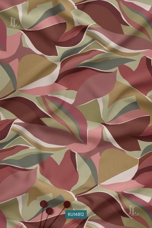 Multicolor abstract printed fabric with earthy tones