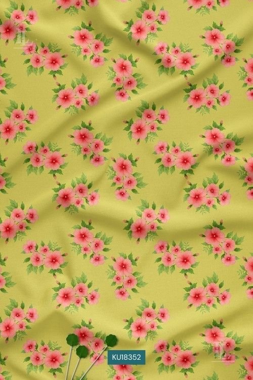Lime yellow Mughal floral buti printed fabric