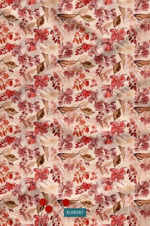 Blush beige vintage floral printed fabric