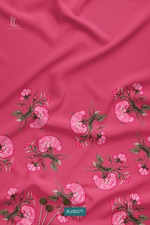 Deep pink vintage rose buti printed fabric