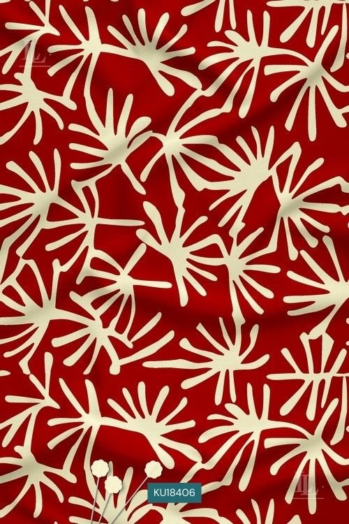 Ivory-cream abstract palm burst motifs