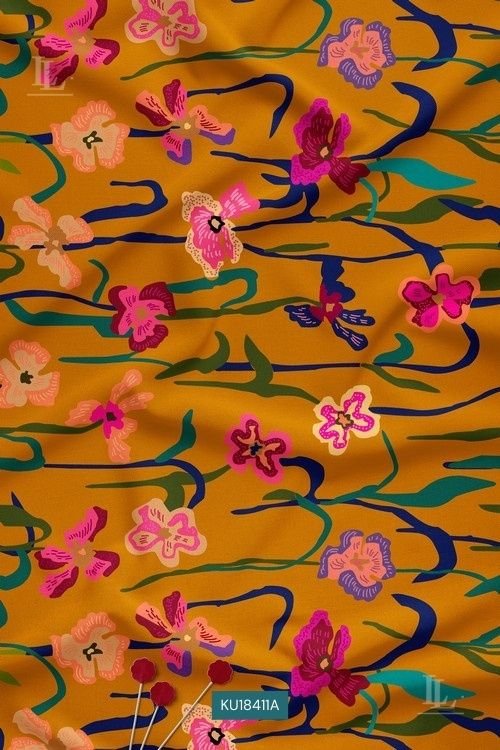 Vibrant magenta and purple abstract floral print