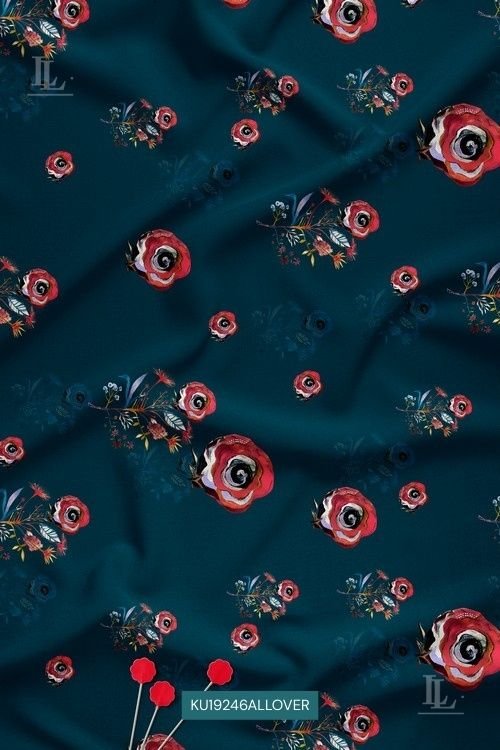 Scattered rose motifs with delicate botanical accents