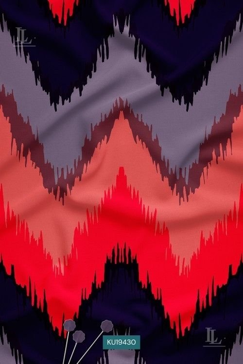 Red, grey and navy abstract chevron zigzag print