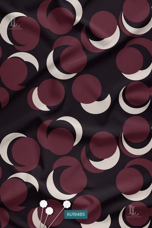 Burgundy eclipse motifs on a black background