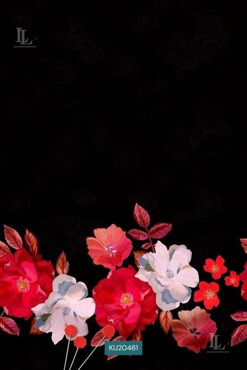 Luxury Floral Digital Print Fabric in Black Border Statement Design