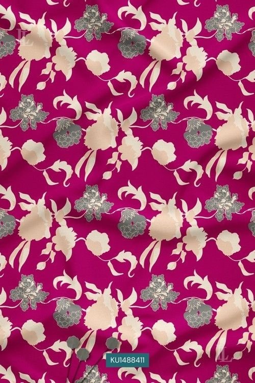 Magenta Contemporary Floral Digital Print Fabric
