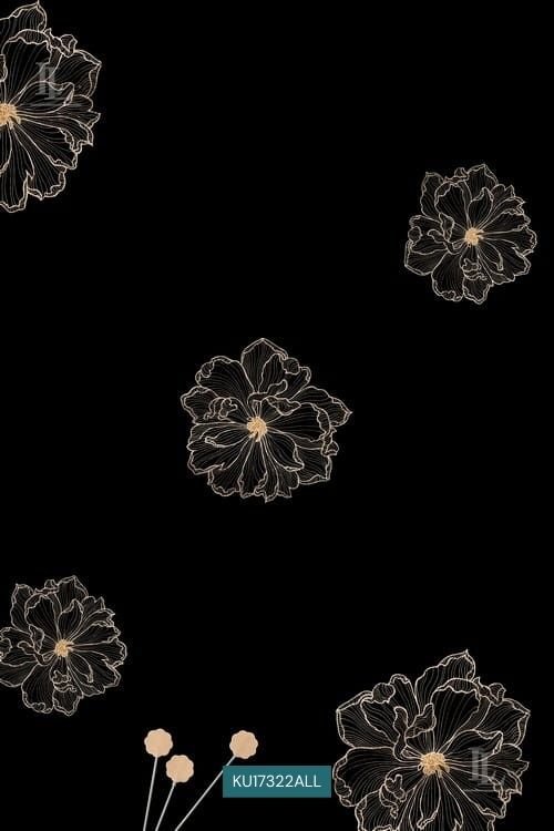 Minimal Line Art Floral Nature Motif Digital Print Fabric