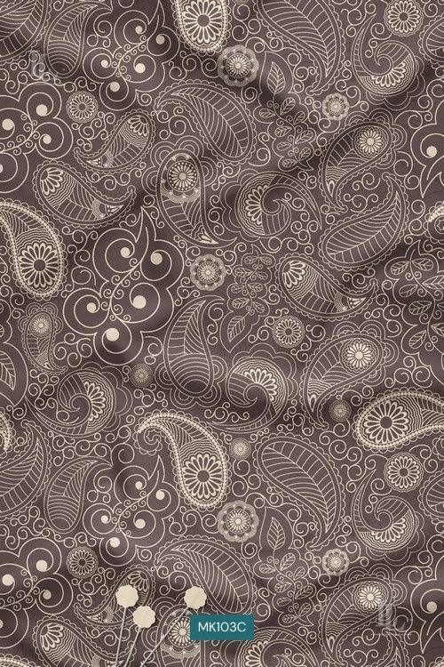 Minimal Paisley Digital Print Fabric in Brown Monotone Design