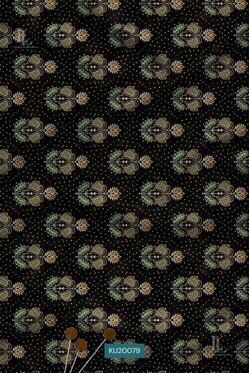 Mughal Buti Digital Print Fabric in Black Ethnic Design