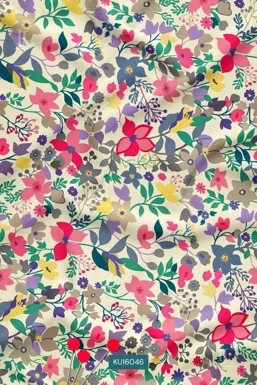 Multicolor Floral Nature Motif Contemporary Digital Print Fabric