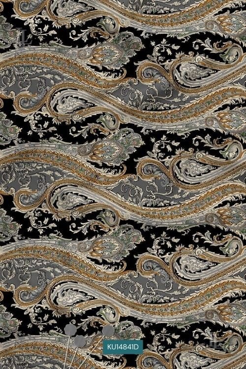 Paisley Digital Print Fabric on Black Base