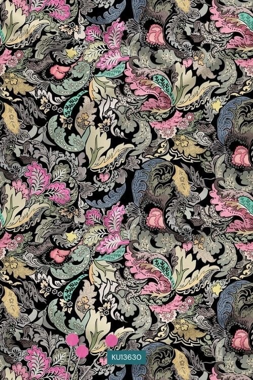Paisley Nature Motif Digital Print Fabric with Artistic Detailing