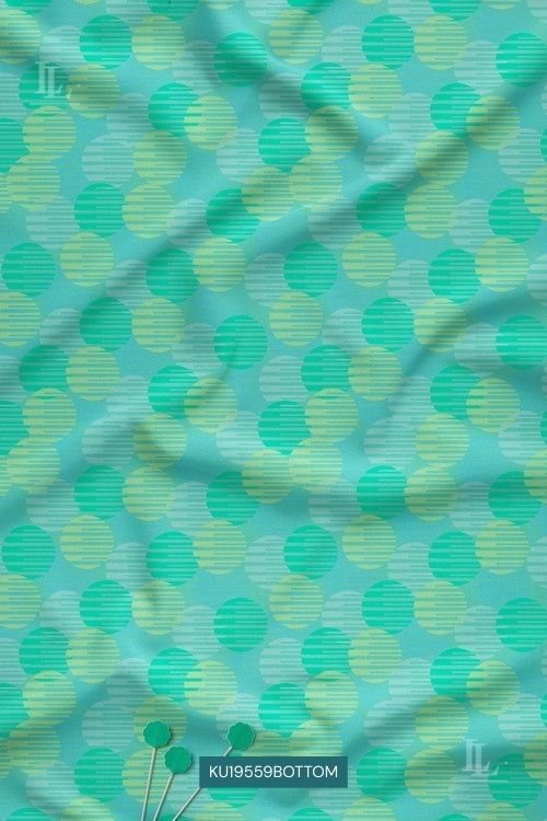 Polka Dot Digital Print Fabric in Aqua Green with Modern Minimal Circle Pattern