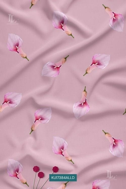 Soft pink watercolor floral digital print fabric