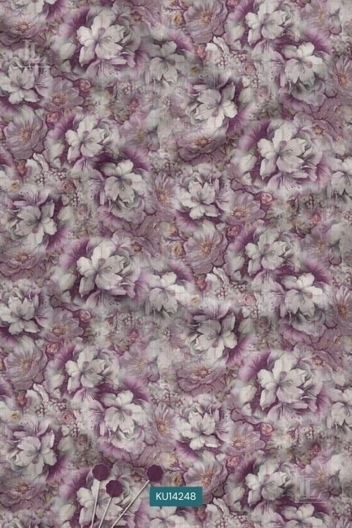 Sophisticated Mauve Watercolor Floral Digital Print Fabric