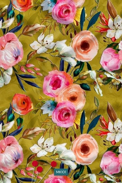 Watercolor Floral Digital Print Fabric