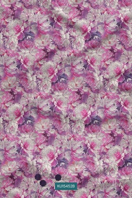 Watercolor Floral Digital Print Fabric in Soft Pink Tones