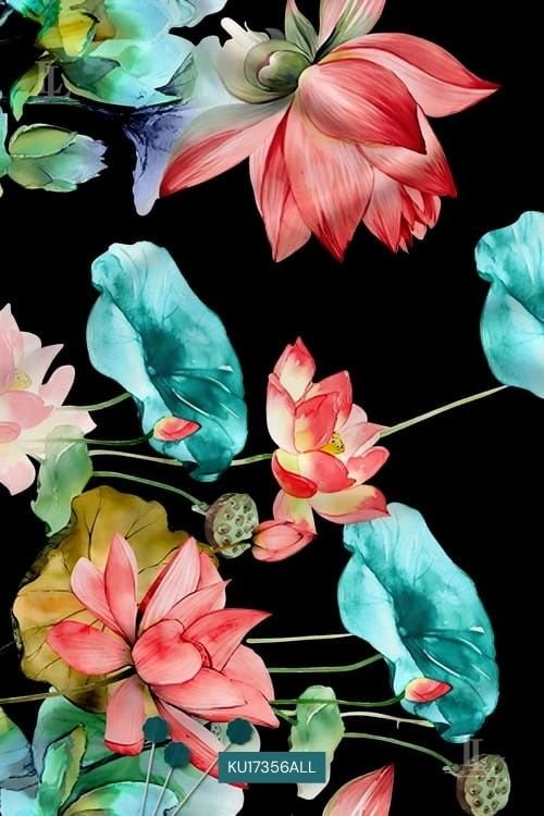 Watercolor Floral Nature Motif Digital Print Fabric